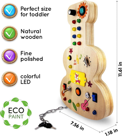 Tablero de actividades musical Montessori de madera para niños pequeños de 3 a 5 años