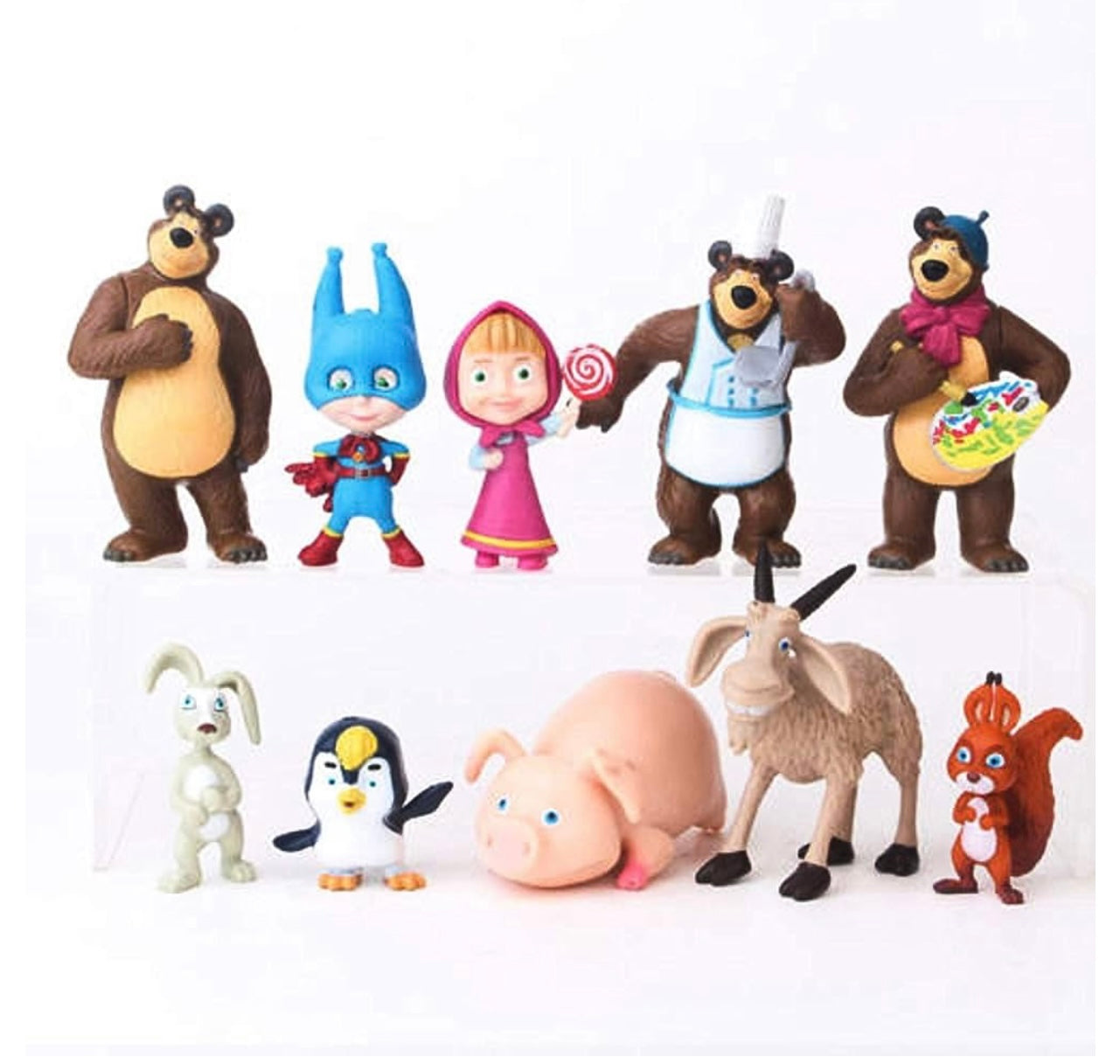 Masha Bear Figuras de juego completo de 10 figuras