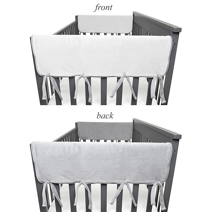 Comfort for babies- Funda reversible para rieles laterales de chenilla suave, 2 piezas, gris y blanco