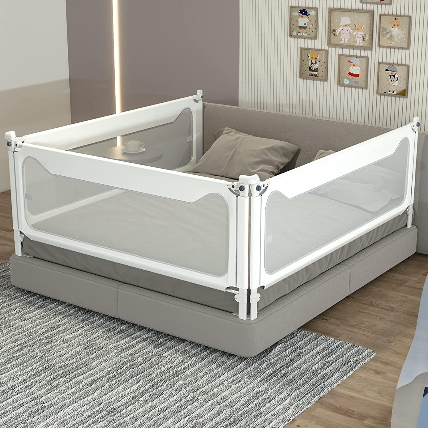 Gearking- Riel de cama para niños, blanco, 1.5m , 1 ud