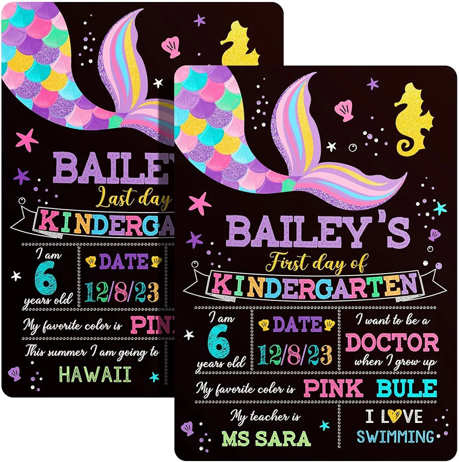 Pizarra de tiza para el primer día y último día de escuela, sirena