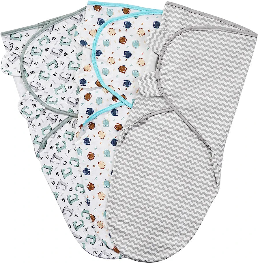 Snybh- Paquete de 3 sacos de dormir para recién nacido, (gris+dinosaurio+búho-S (0-3 meses))