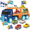 Fun toys- Camión transportador 7 en 1 y auto de tracción