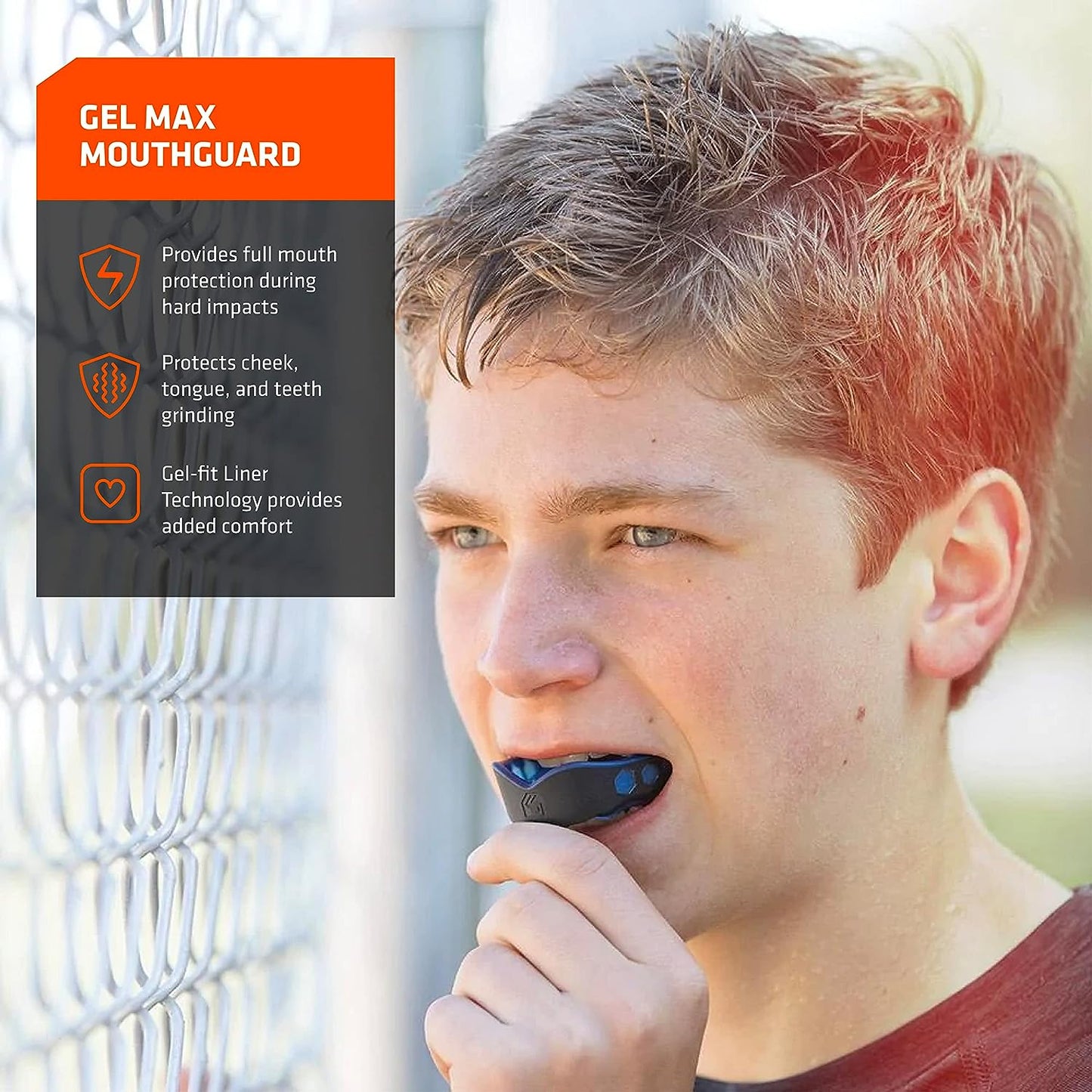 Shock Doctor- Protector bucal Gel Max, protección resistente y ajuste personalizado, niño