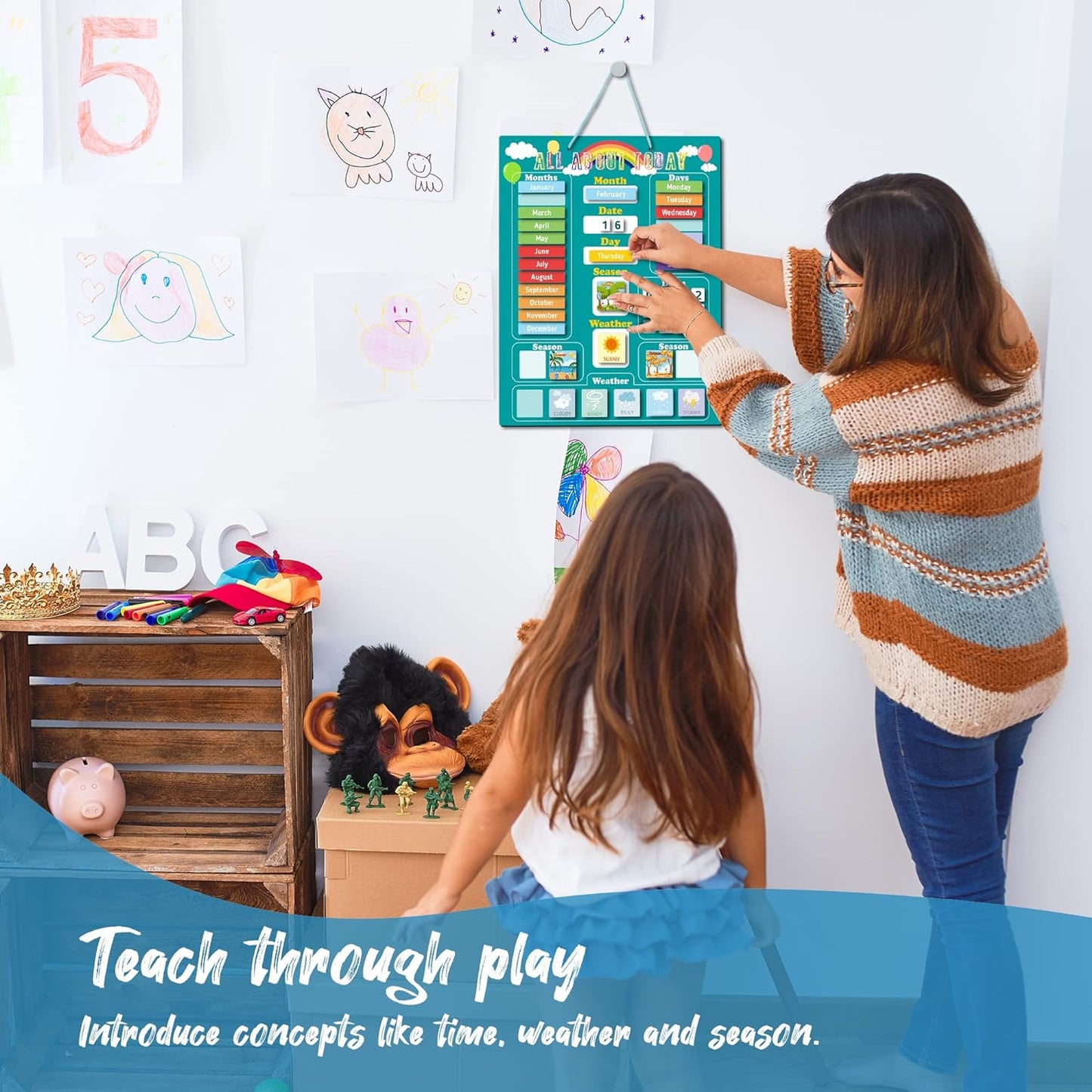 BIROYAL-Calendario infantil, que incluye meses, días, fechas, estaciones y clima