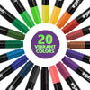 US art supply- Super Marcadores - Juego de 20 colores únicos de doble punta para tela y camiseta