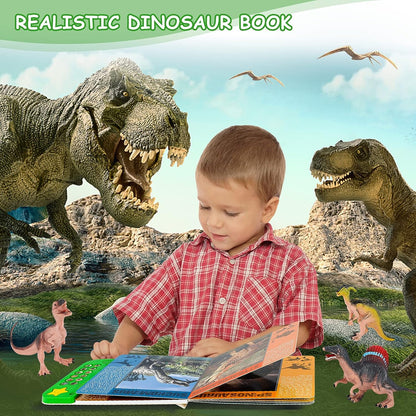 Ivoxex - Libro de dinosaurio interactivo con sonido (no incluye las figuras de dinosaurio)