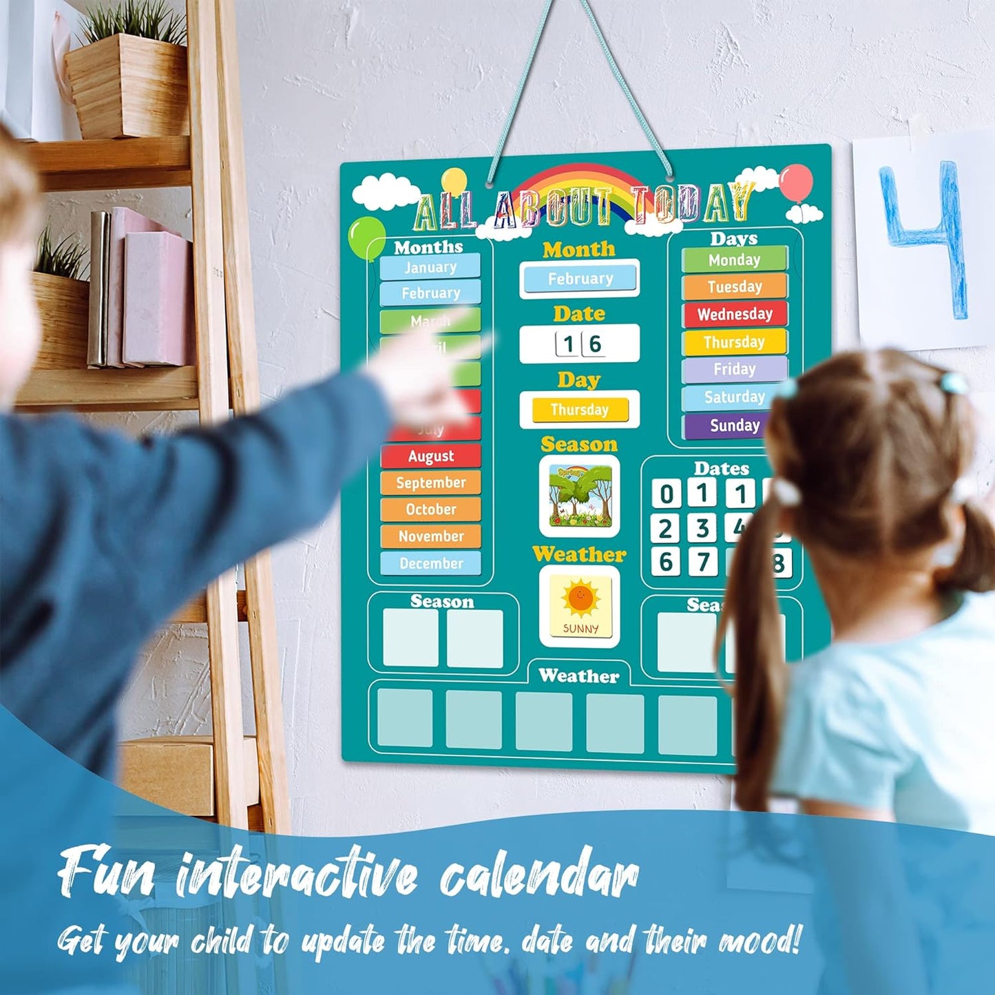 BIROYAL-Calendario infantil, que incluye meses, días, fechas, estaciones y clima