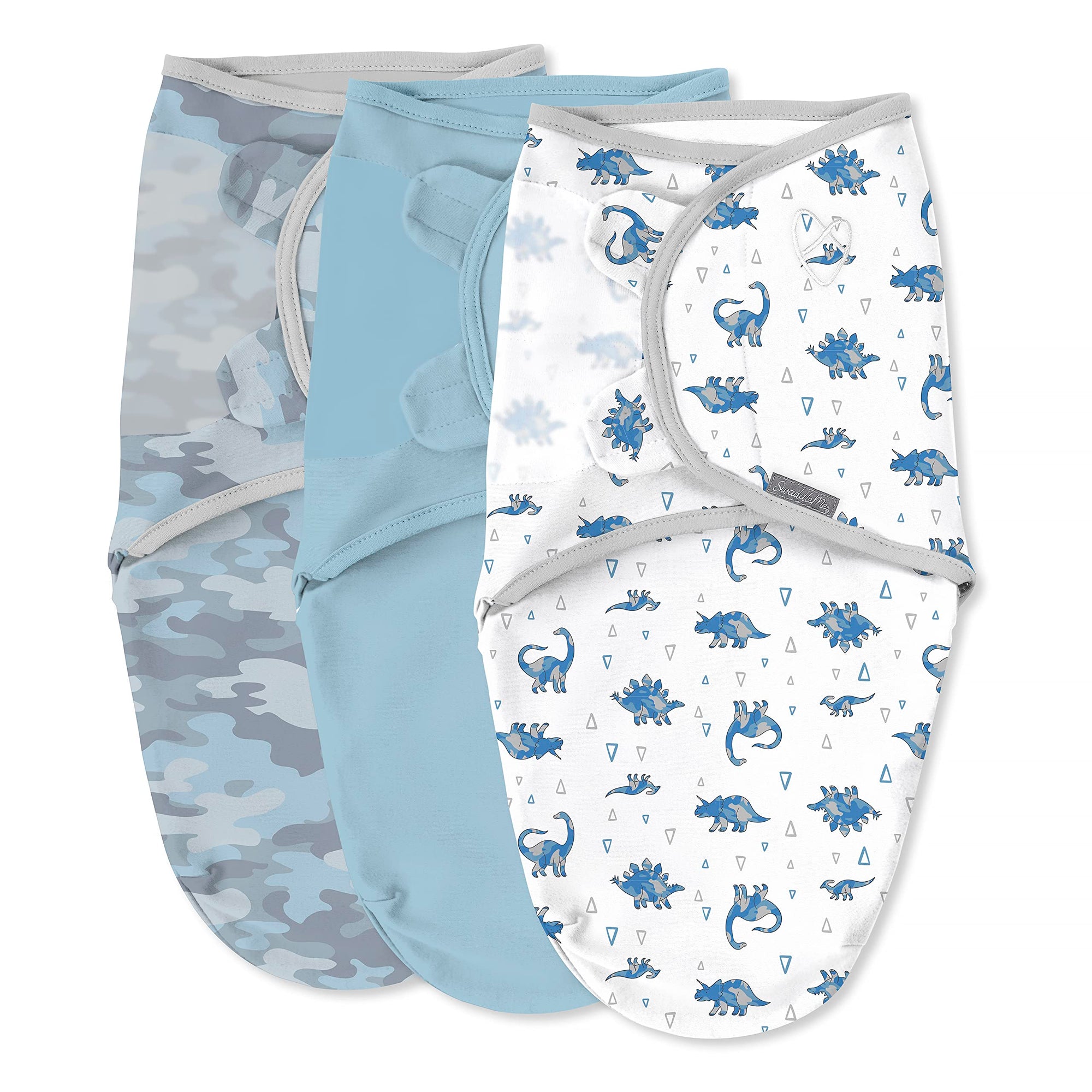 SwaddleMe Envoltura original – Tamaño pequeño/mediano, 0-3 meses, paquete de 3, diseño dinosaurios