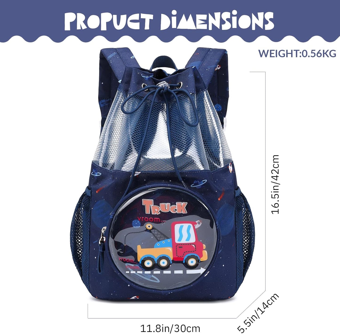 Drawstring-Mochila deportiva con cordón, diseño camión