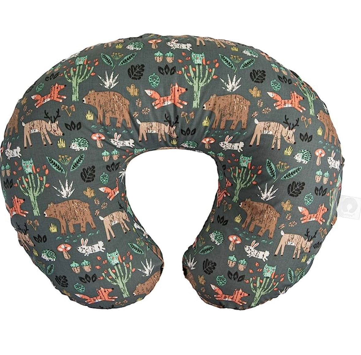 Boppy Original Support - Almohada de lactancia con animales del bosque verde