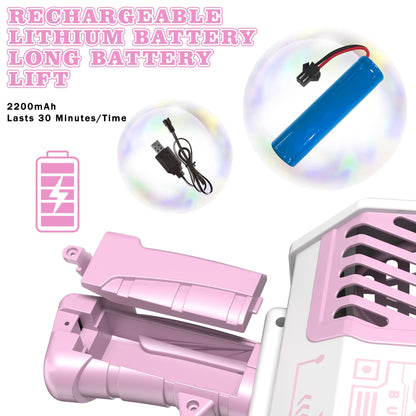 SHCKE Pistola de burbujas de cohete de 69 agujeros con luces