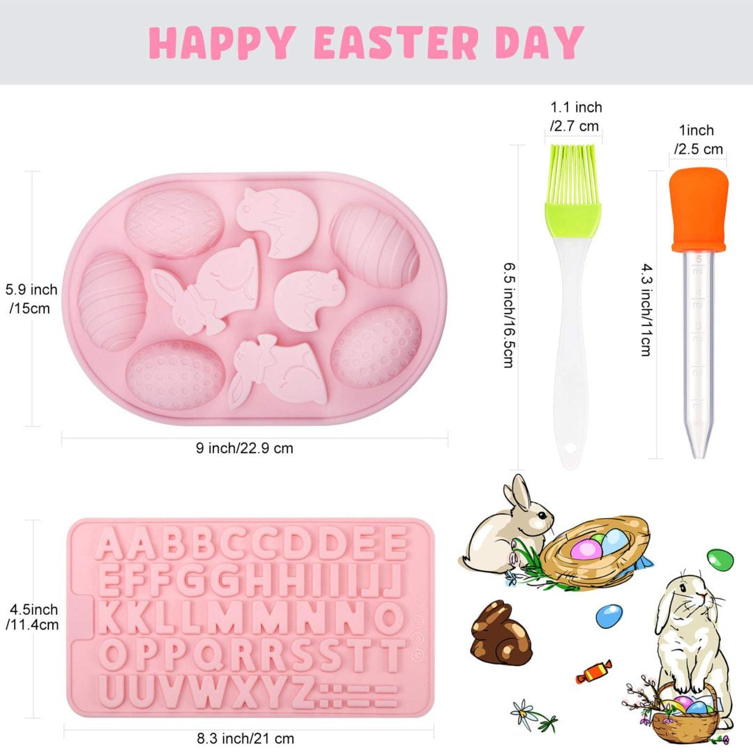 Juego de 5 moldes de conejo de huevo de Pascua en 3D