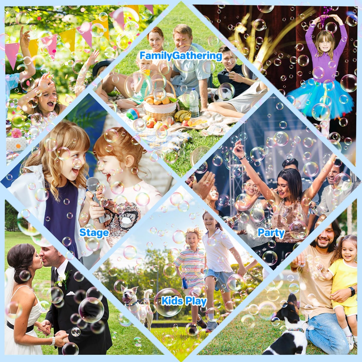 SHCKE Pistola de burbujas de cohete de 69 agujeros con luces