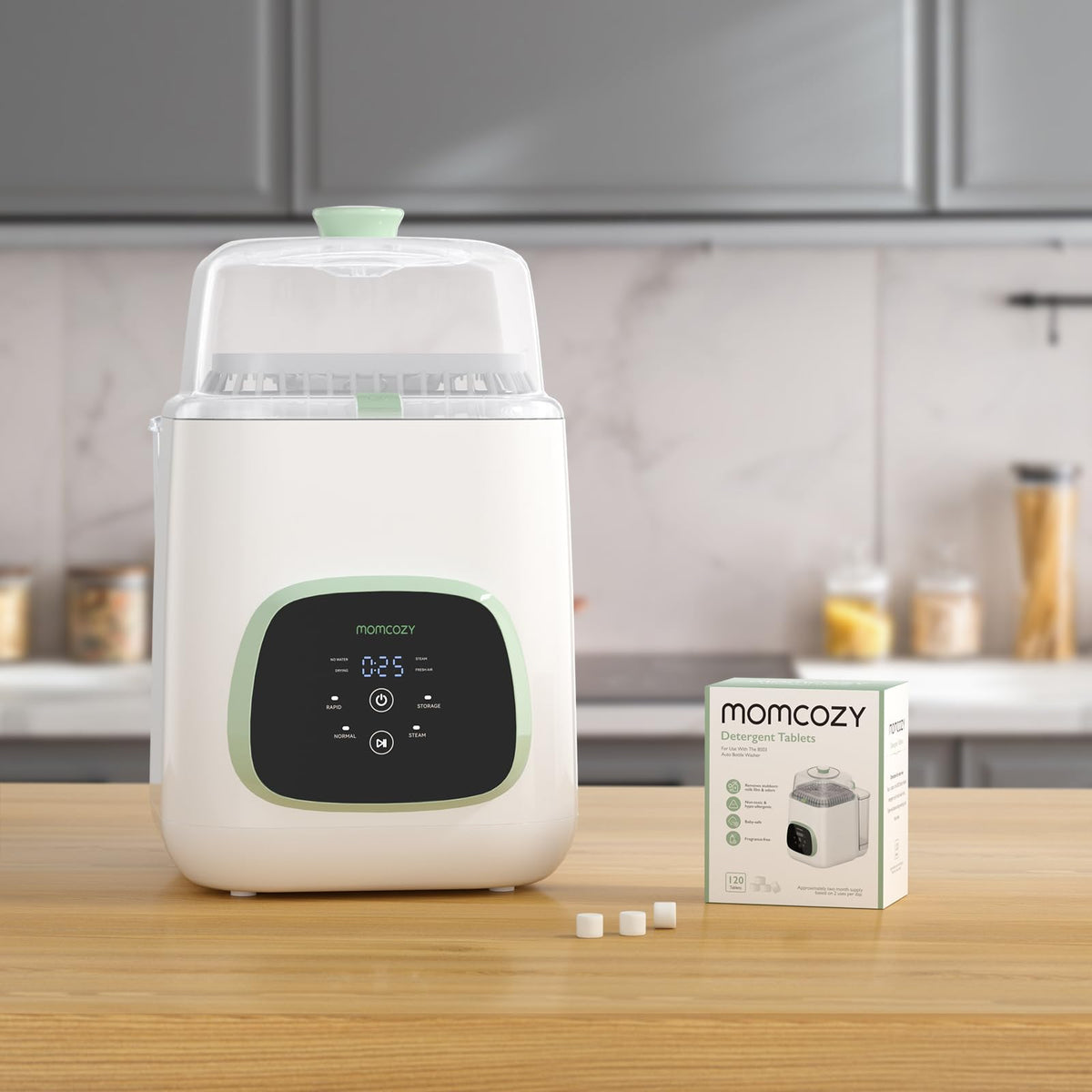 Momcozy Tabletas descalcificadoras oficiales de bloque de lavado oficiales para KleanPal Pro, 120 tabletas