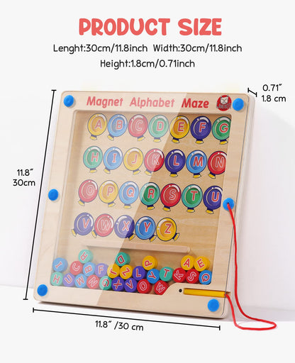 GAMENOTE Tablero magnético del laberinto del alfabeto con 4 tarjetas de actividad