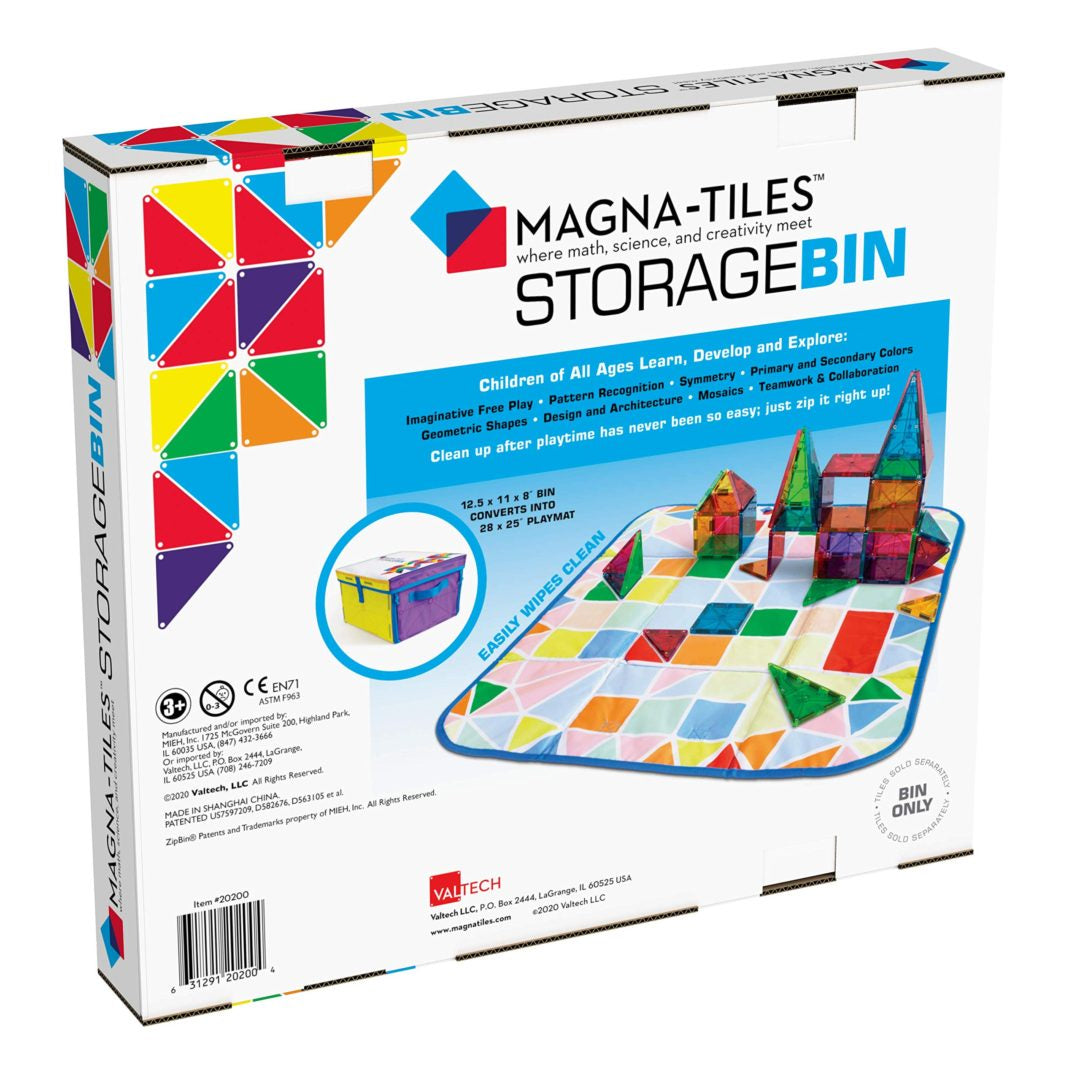 Magna-Tiles - Cubo de almacenamiento y tapete de juego interactivo