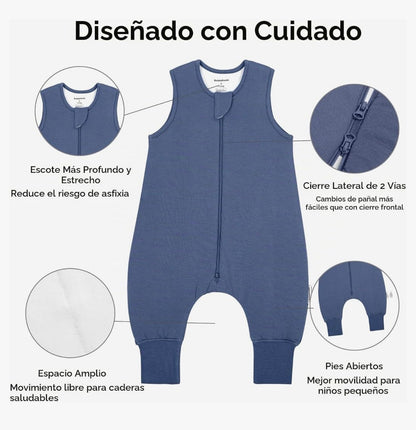 BubblePanda Saco de dormir modal para niños pequeños con pies 1,0 tog,1-2 años