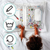 Funda de almohada para colorear para niños con 10 marcadores lavables para niños, 30 x 20 pulgadas
