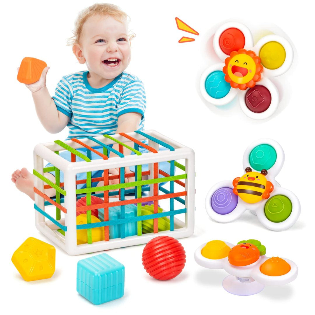 UNIH Cubo sensorial para bebé, juego de juguetes clasificadores