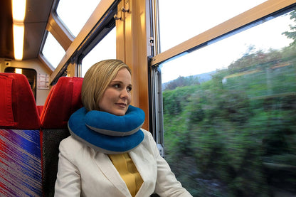 Clickify-Almohada en forma de u extendida,azul con gris