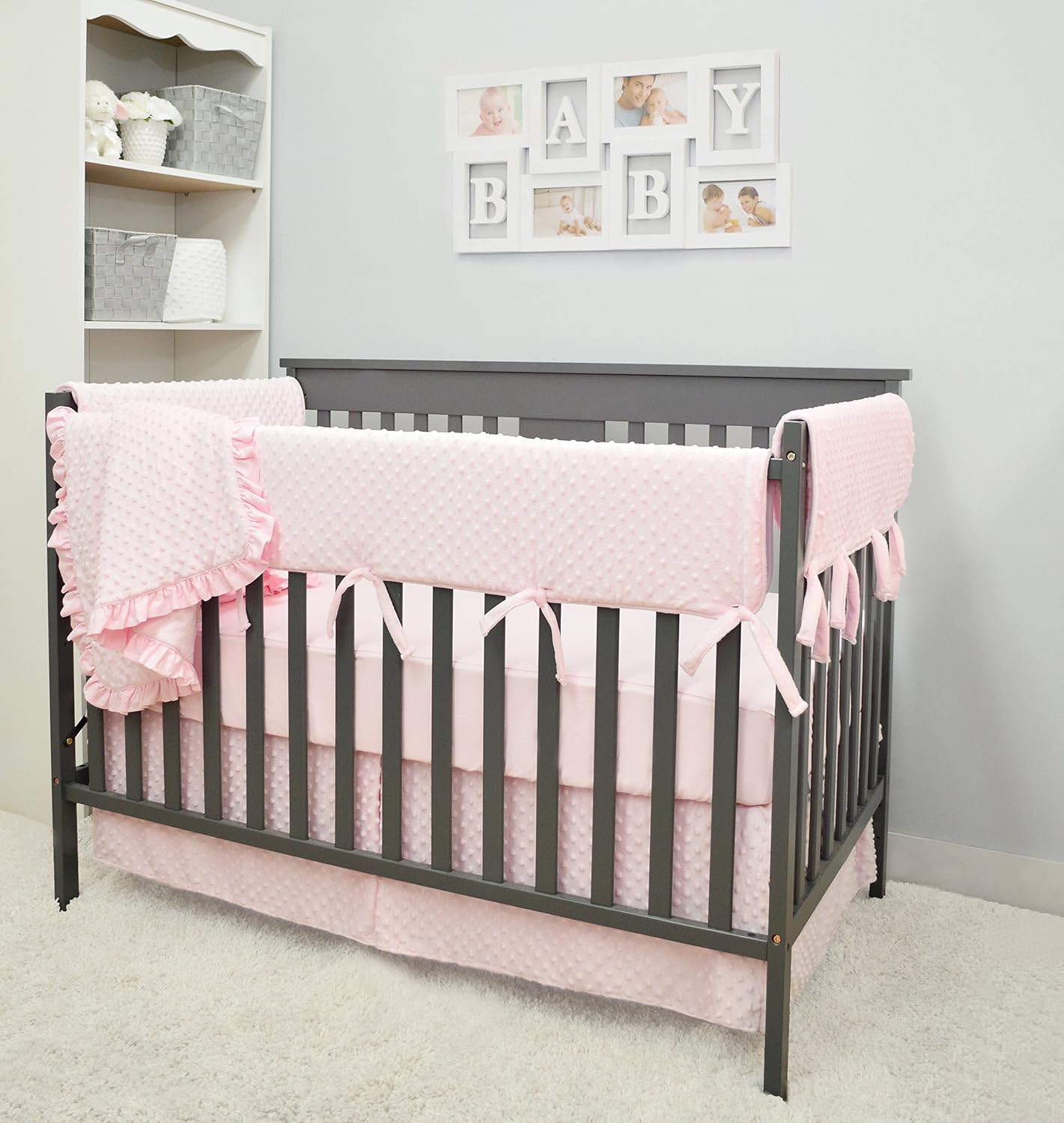 Set de ropa de cama para cuna Heavenly Soft de 6 piezas de American Baby Company, color rosa