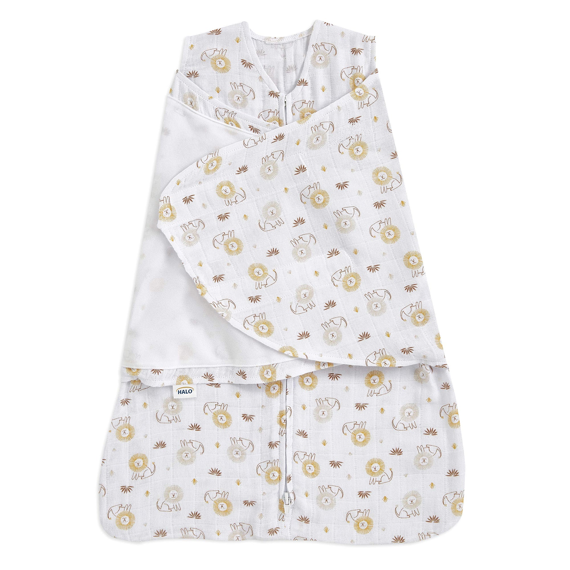 HALO Saco de dormir con manta de arropar 100% de algodón, Leones, talla S (3-6m)