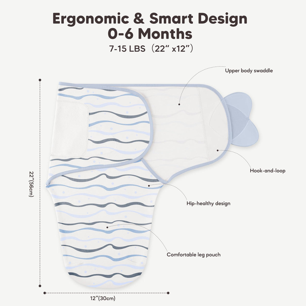 Sacos de dormir Susurration Swaddle, paquete de 3, 100 % algodón de 0 a 6 meses