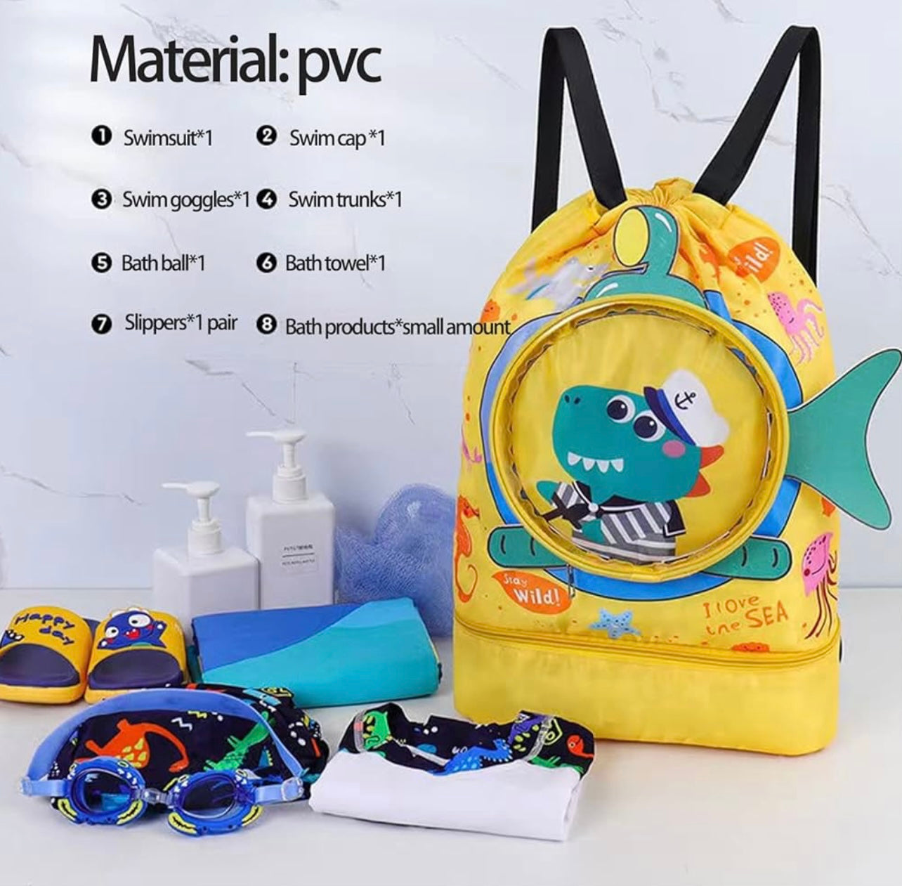 Gsiujch Mochila de natación seca y húmeda para niños
