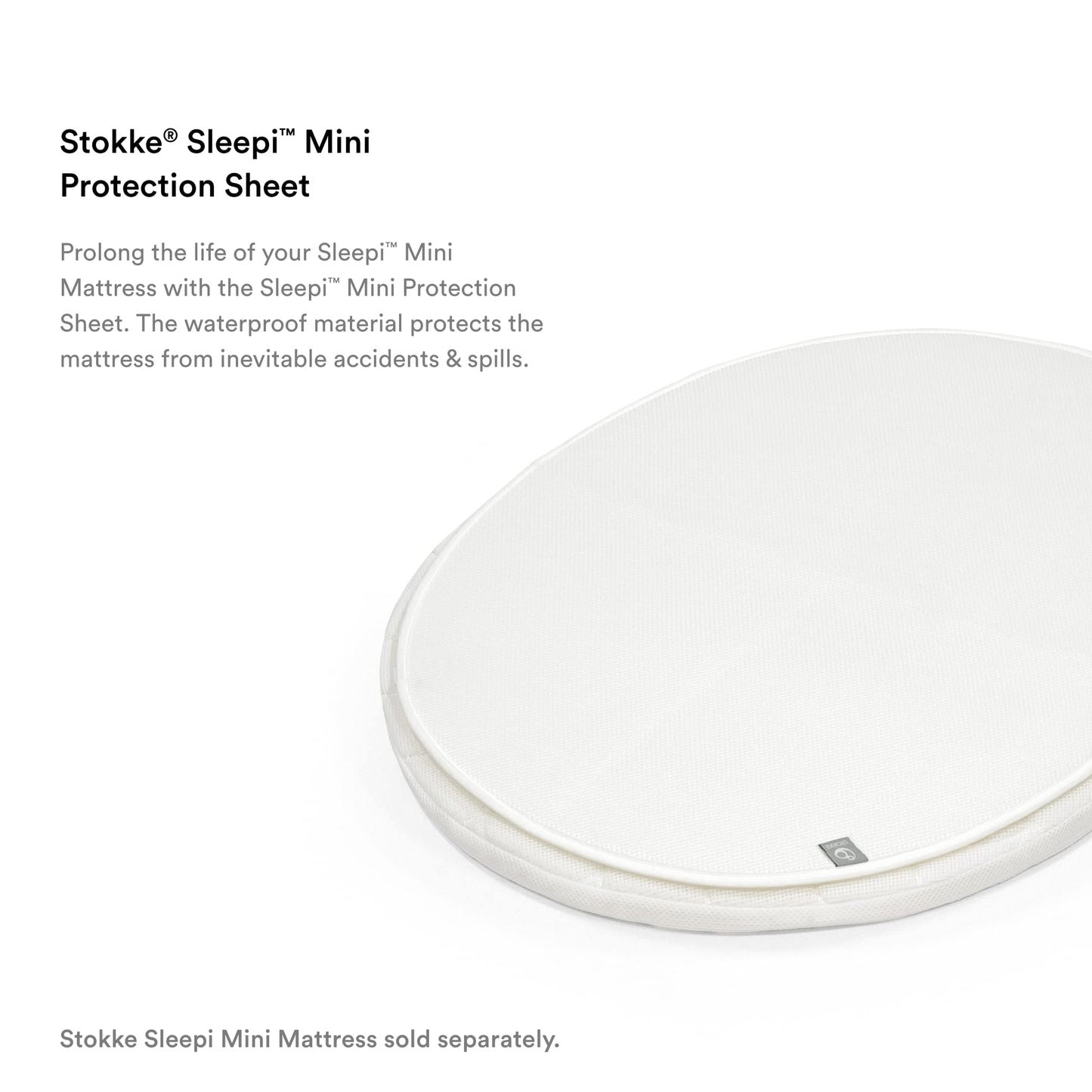 Stokke Sleepi Mini sábana de protección, color blanco, protege el mini colchón ovalado Stokke Sleepi contra accidentes y derrames