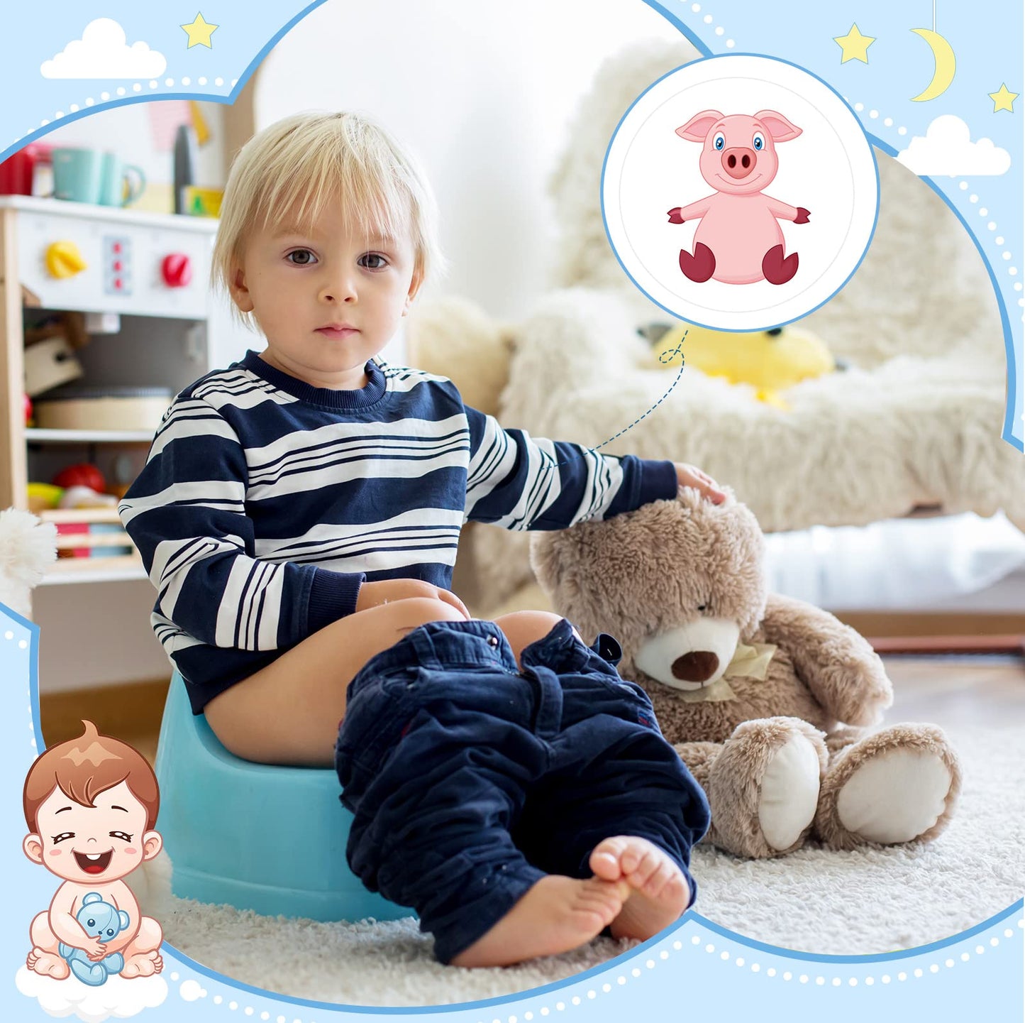 24 calcomanías de entrenamiento para ir al baño, reutilizables