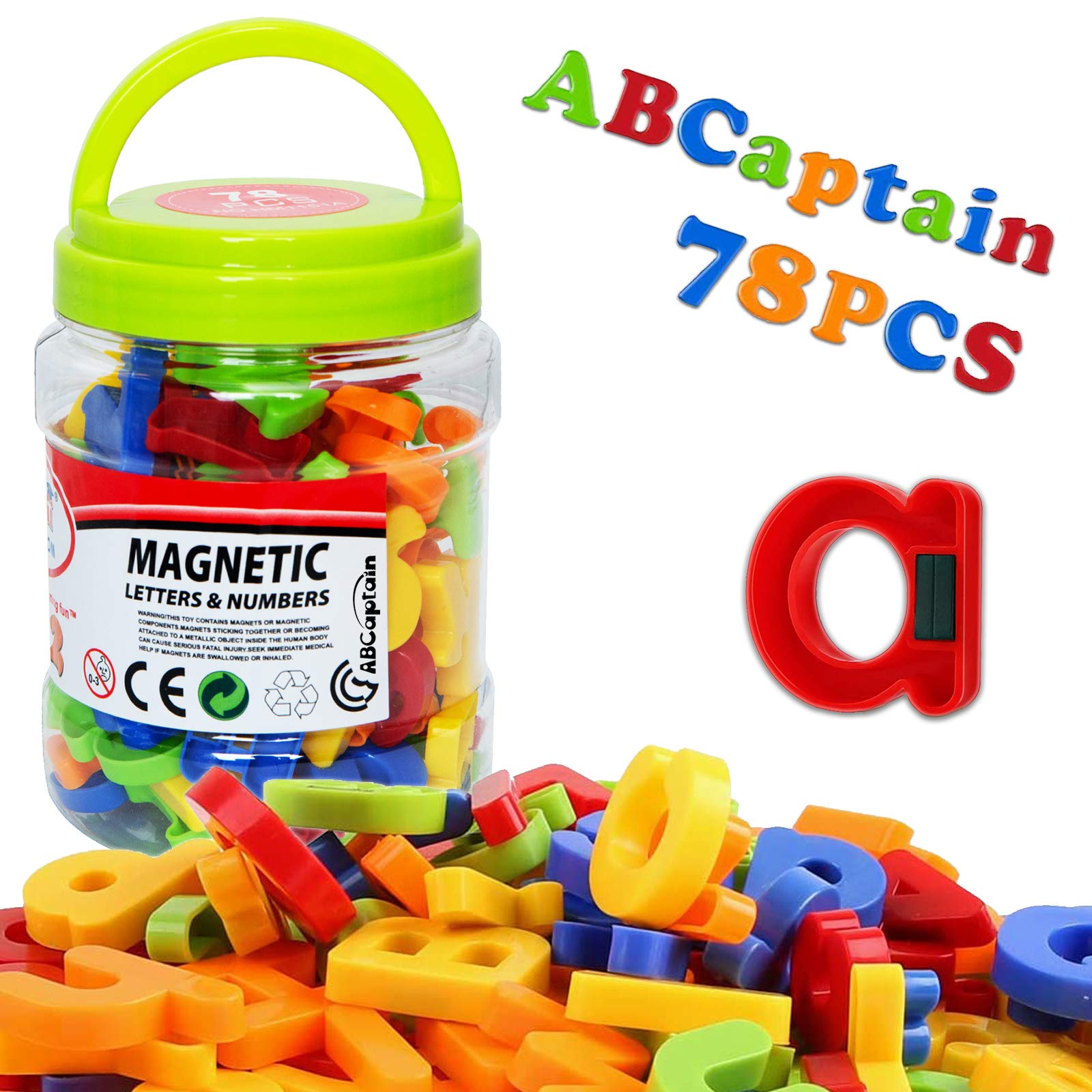 ABCaptain Letras magnéticas, números, alfabeto, ABC, 123, imanes
