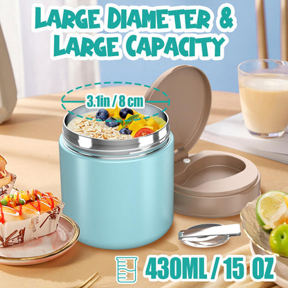 Termo para niños de comida caliente - 15.2oz con cuchara plegable y mango