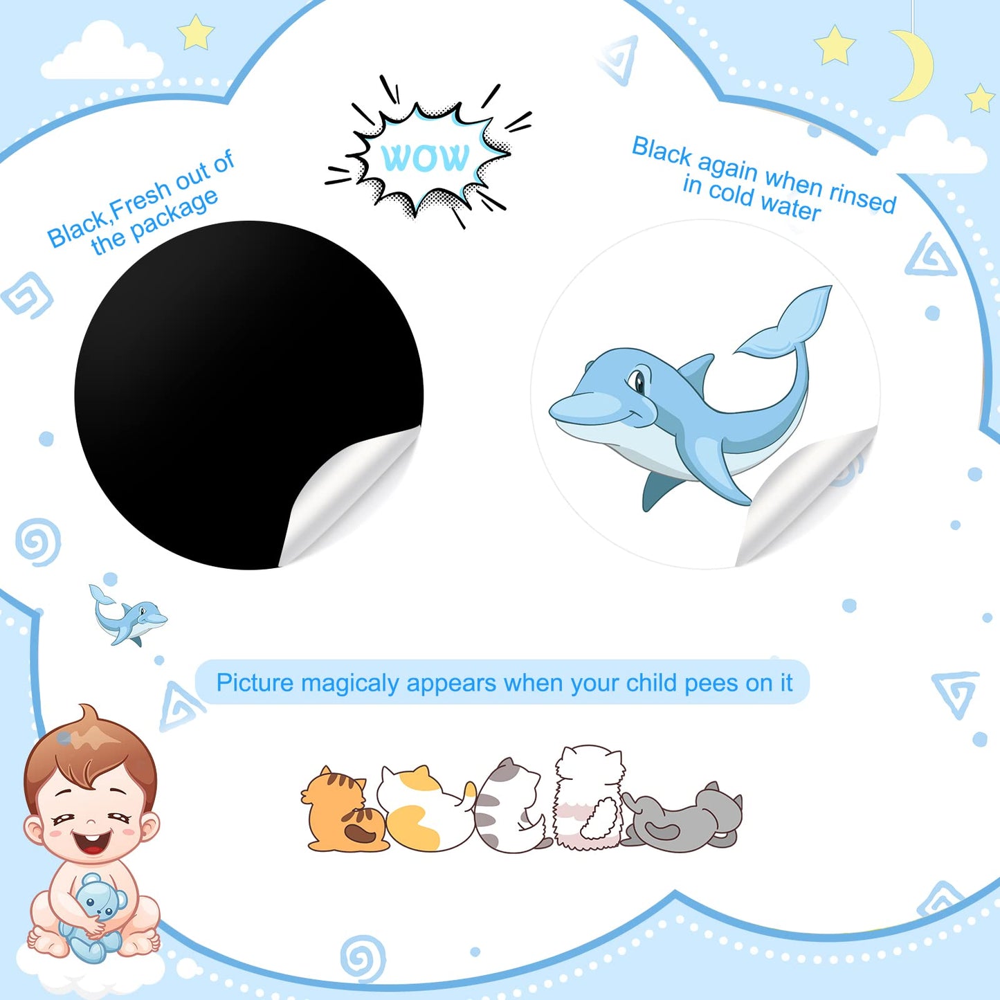 24 calcomanías de entrenamiento para ir al baño, reutilizables