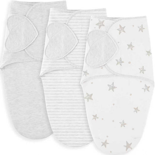 Pack de 3 sacos de dormir tipo arrullo Susurration, 100% algodón, 0-6 meses