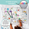 Funda de almohada para colorear para niños con 10 marcadores lavables para niños, 30 x 20 pulgadas