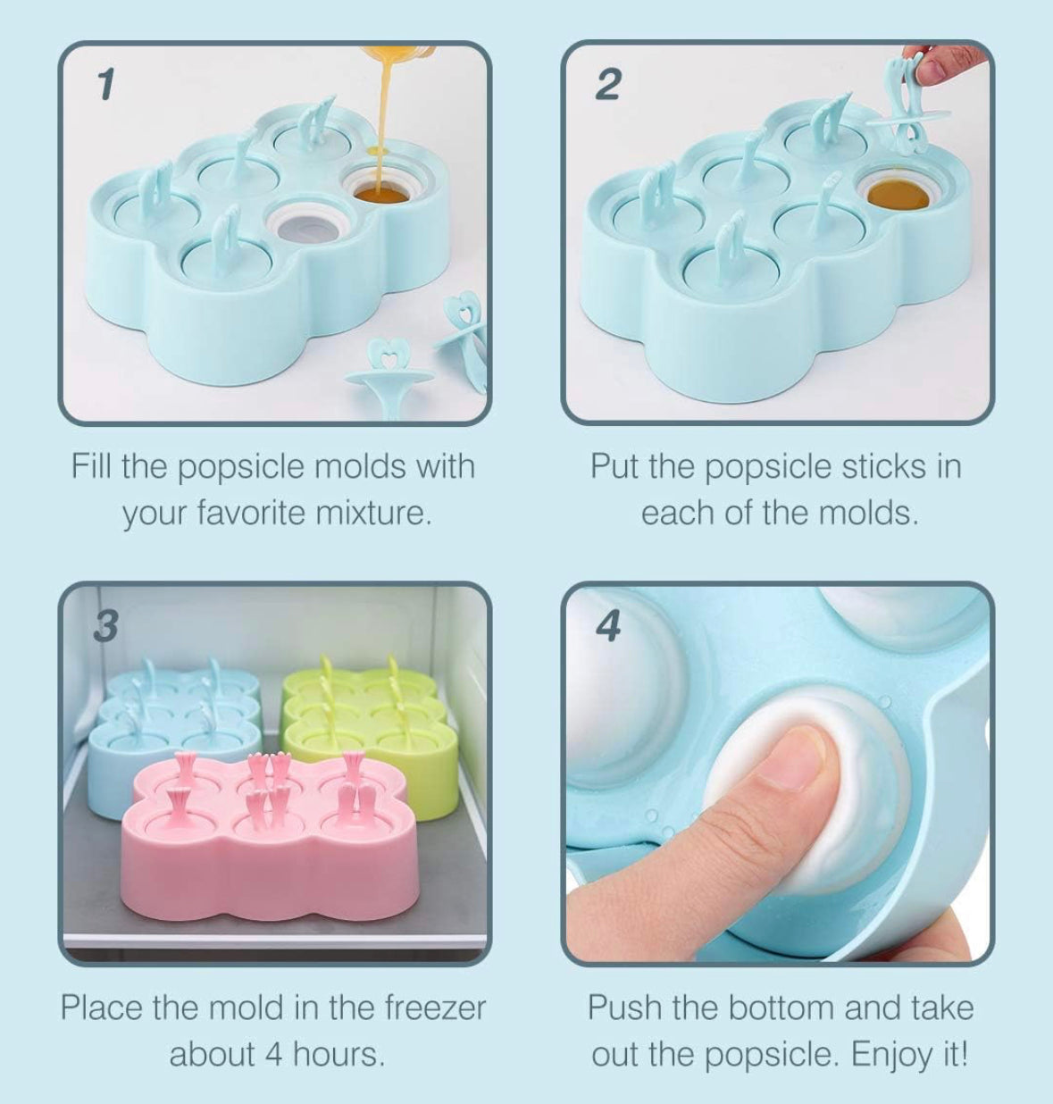 Mini moldes para helados sin BPA