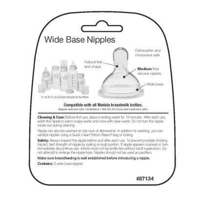 Medela Pezones de flujo medio con base ancha, paquete de 3, para bebés de 4 a 12 meses
