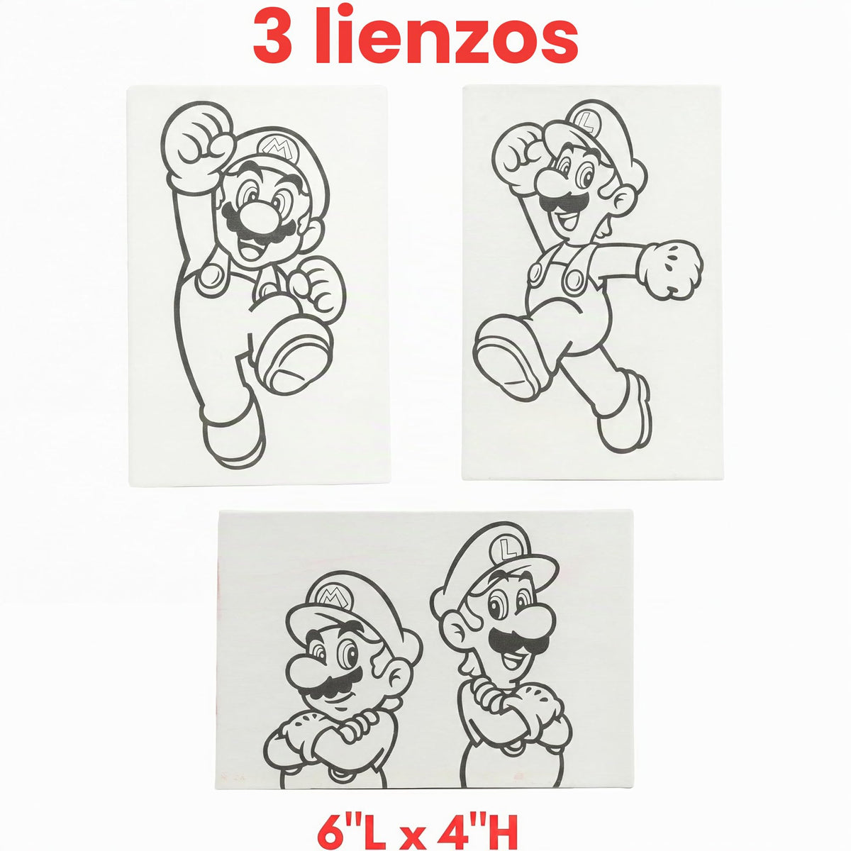 Super Mario - Kit de pintura en lienzo para niños, 3 mini lienzos