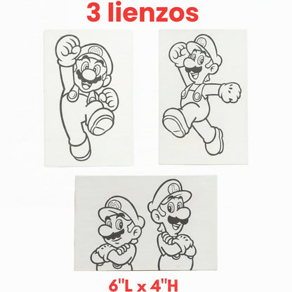 Super Mario - Kit de pintura en lienzo para niños, 3 mini lienzos
