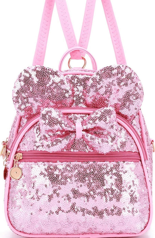 Mochila mini con diseño de lunares lindo y moño