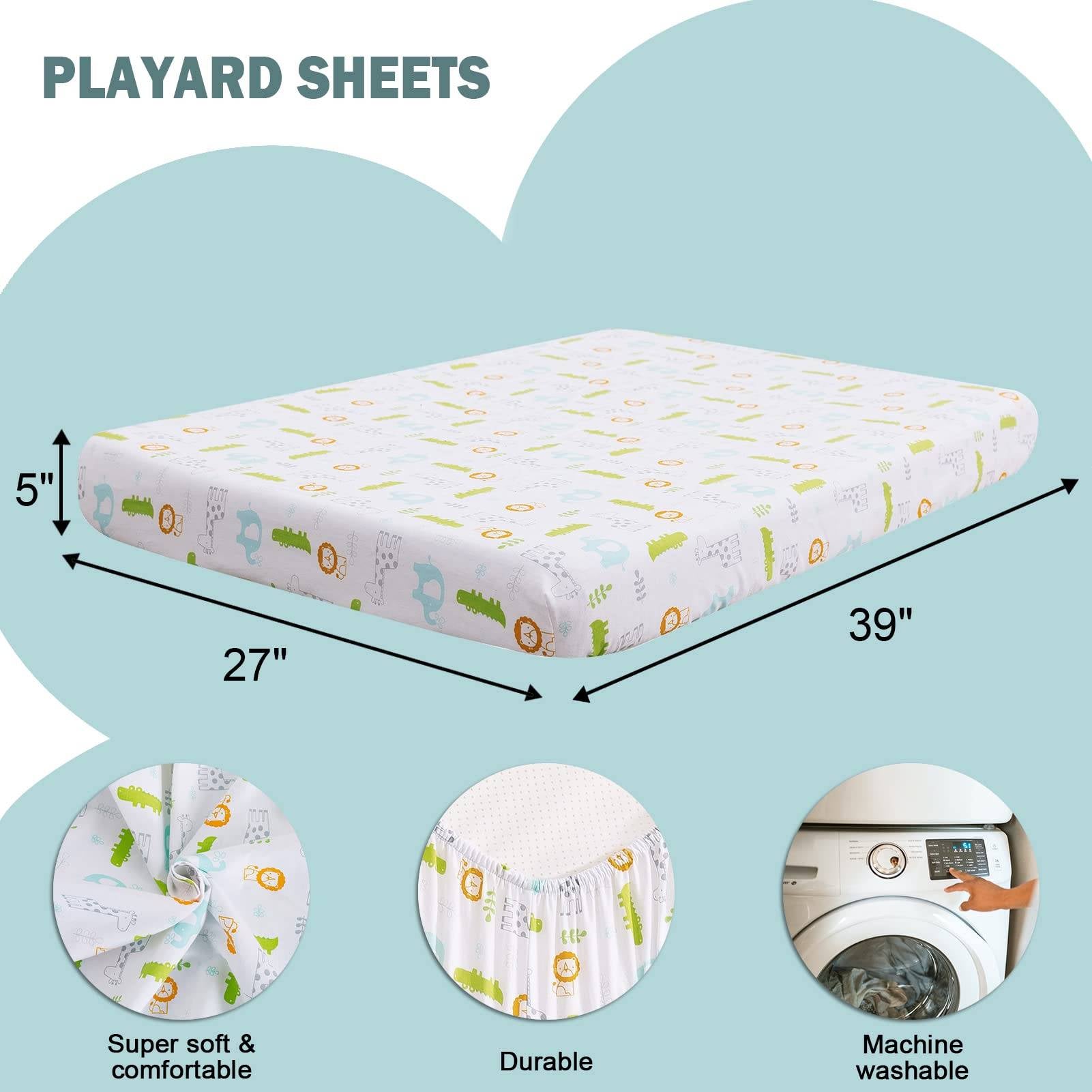 Hygge Hush Pack and Play Sheets - Juego de sábanas bajeras de 400 hilos
