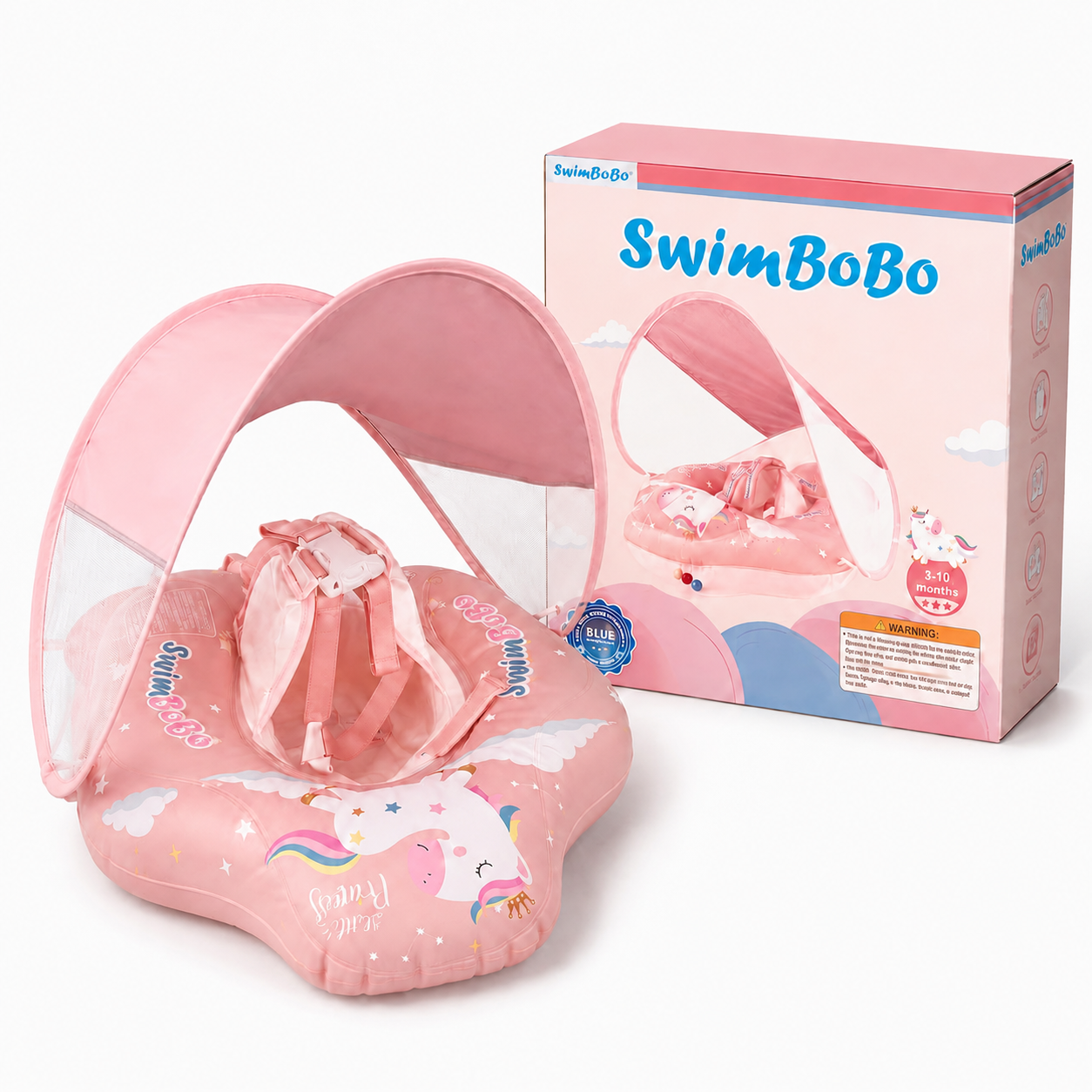 SiwmBoBo, flotador para bebés con toldo de protección solar, 3-10 meses