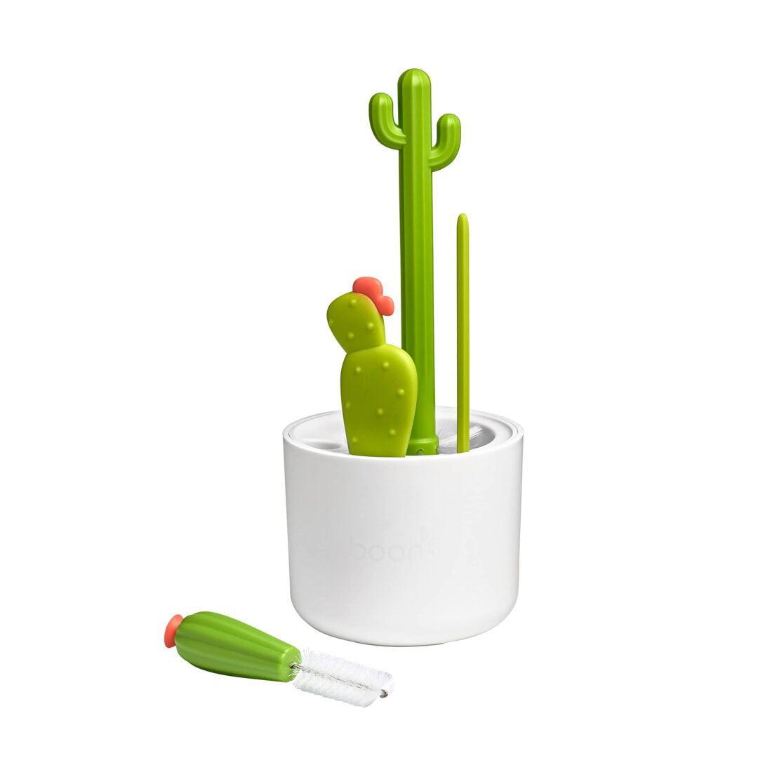 Boon - Juego de 4 cepillos en forma de cactus para limpiar biberones, color verde