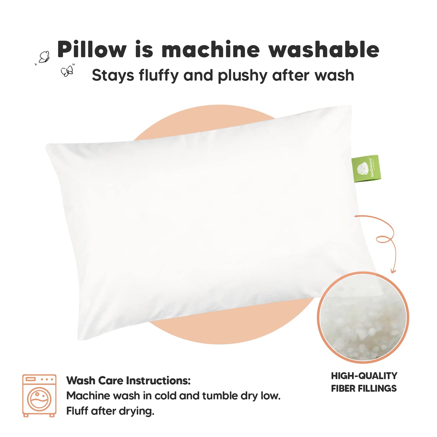 KeaBabies Paquete de 2 almohadas para niños pequeños de 13 x 18 pulgadas