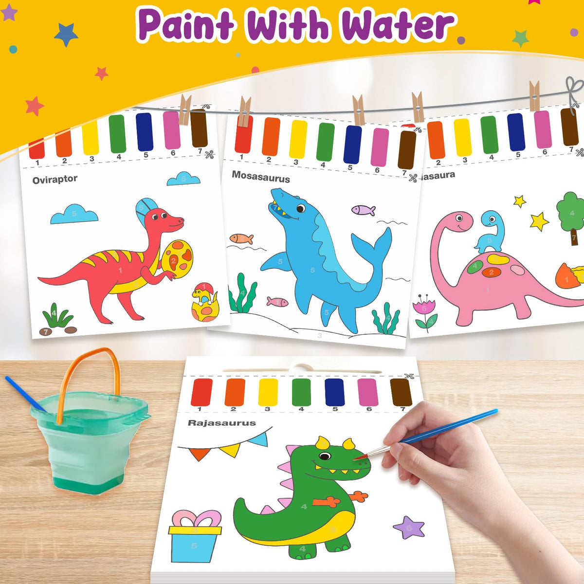 Libros para colorear con agua pigipigi: Acuarelas de dinosaurios