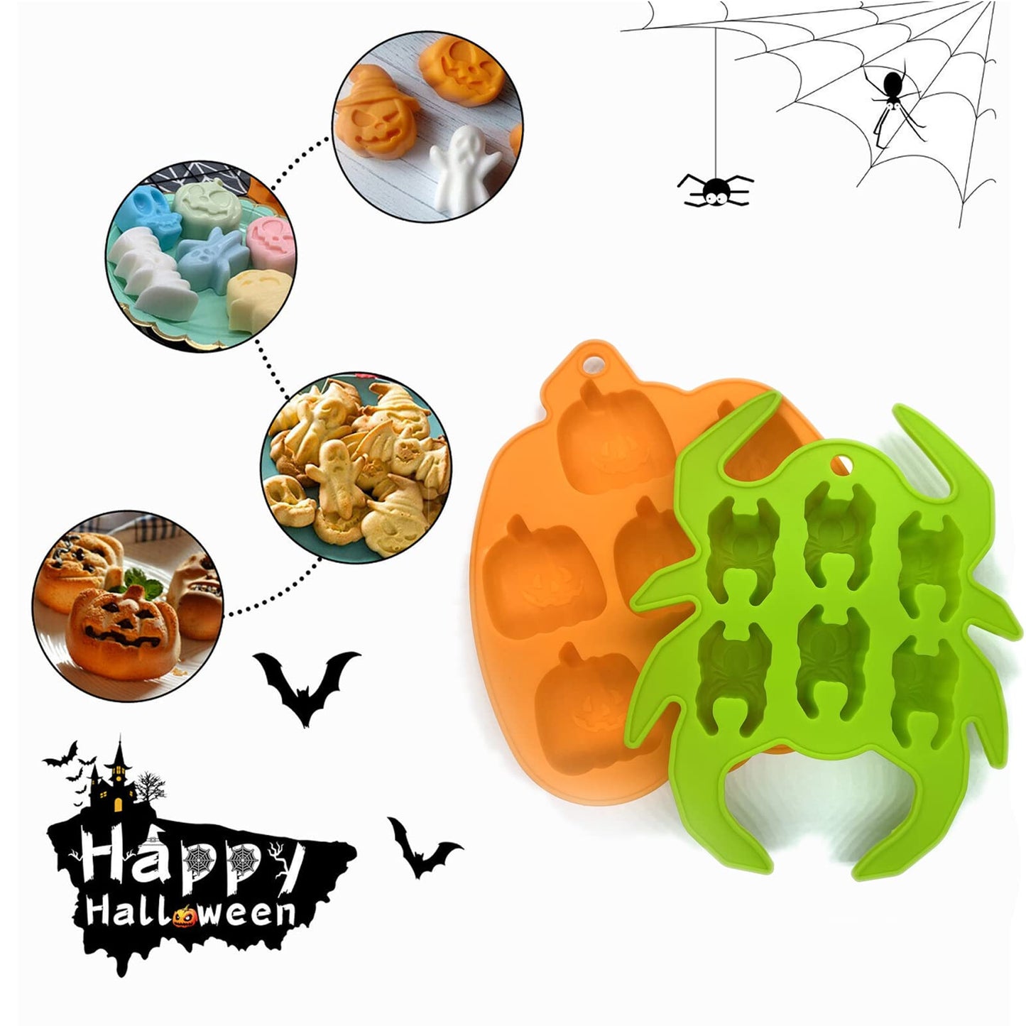 MEYOGO Juego de 5 moldes de silicona para Halloween