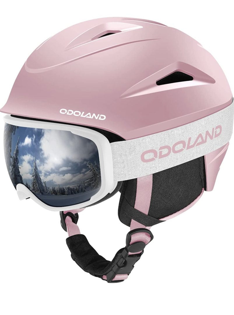 Odoland Casco de nieve, casco de esquí con gafas de esquí