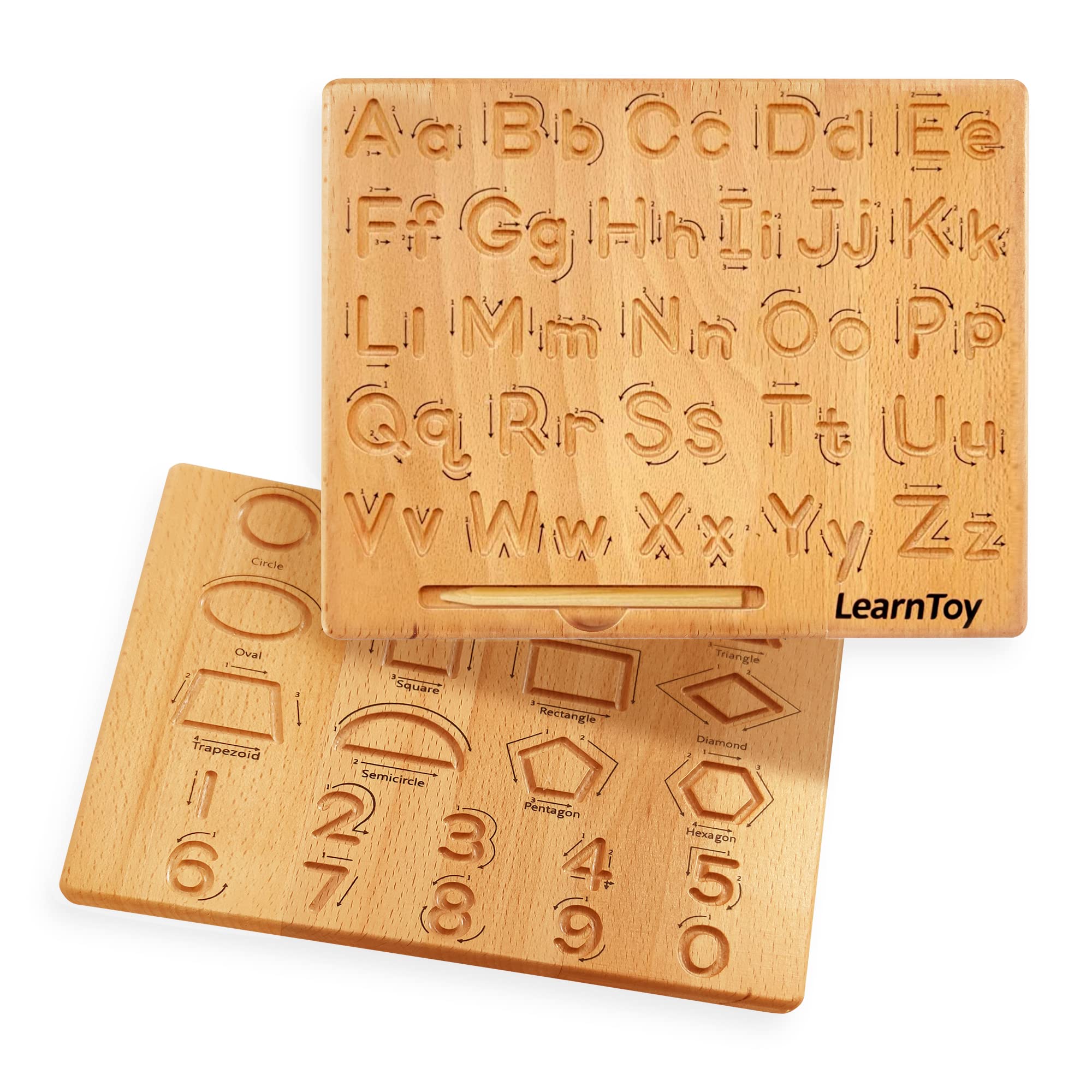 Tablero de rastreo del alfabeto de madera LearnToy Montessori