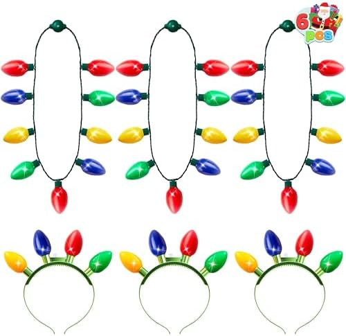 JOYIN: Set de 6 diademas y collares navideños con luces